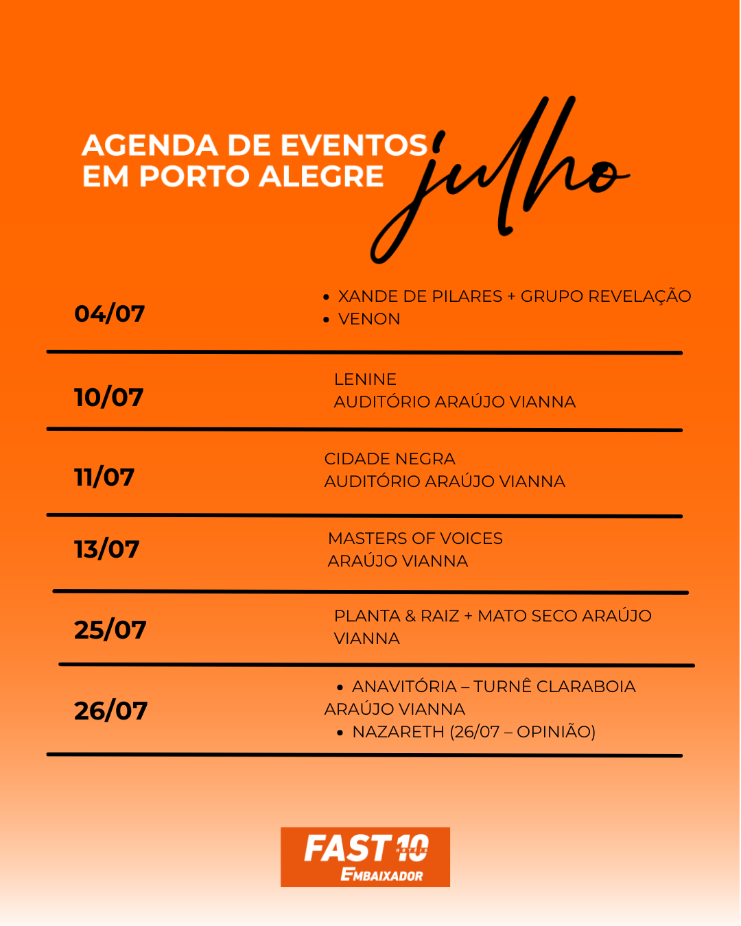 Agenda de Julho