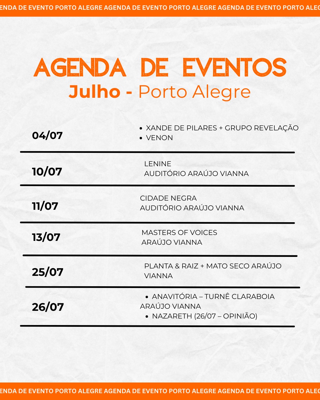 Agenda de julho